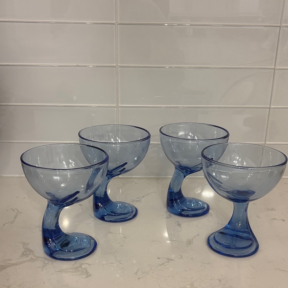1980s Italian Bormioli Rocco Cobalt Blue Dessert / Serving Bowls — Set of 4